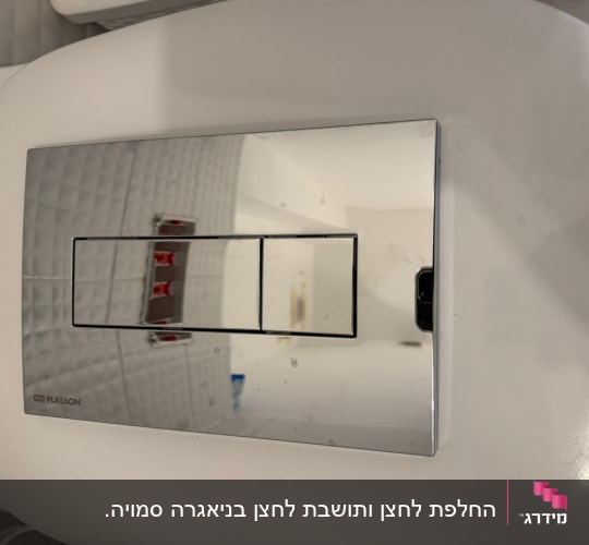 לחצן הדחה על אסלה בחדר אמבטיה
